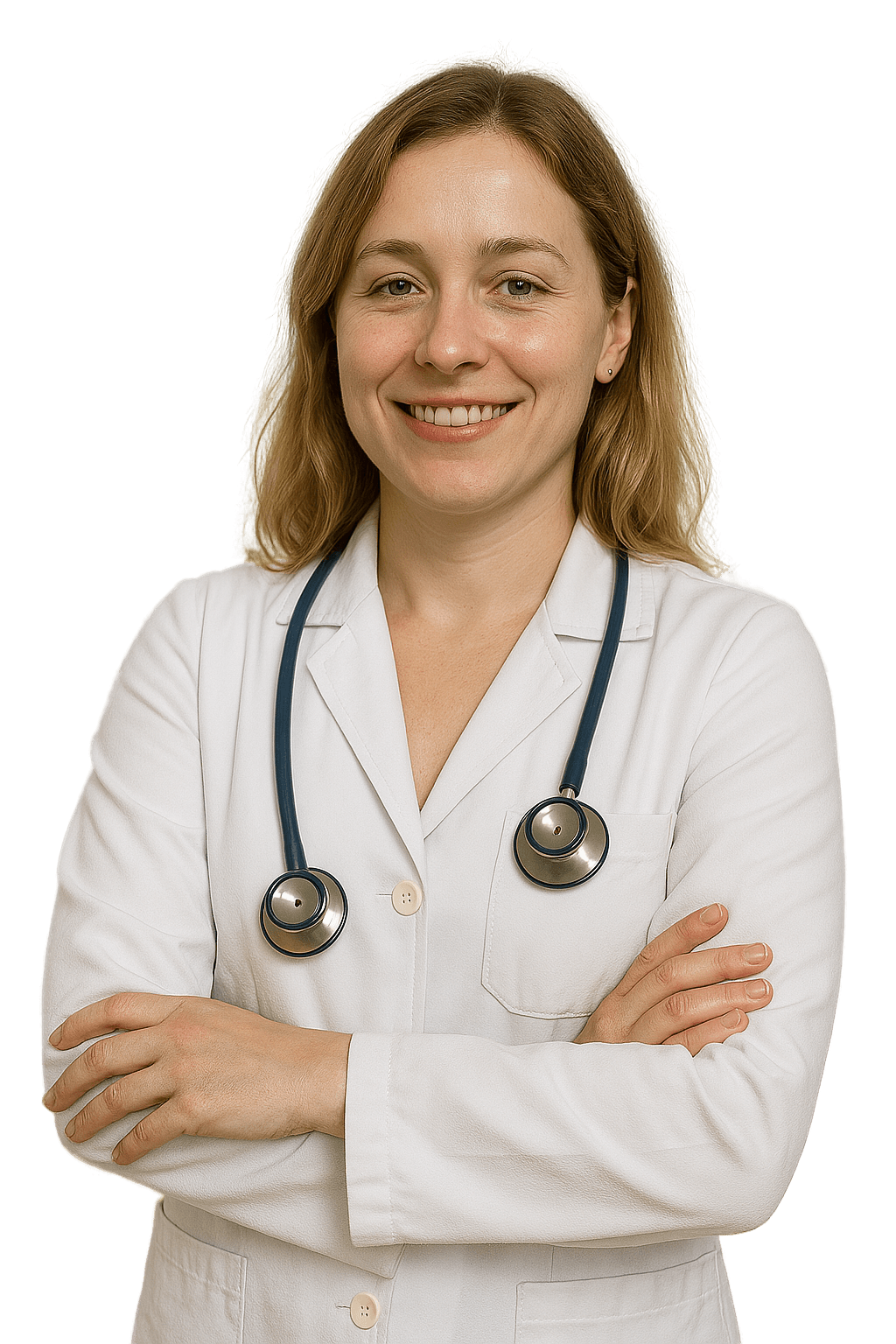 Médica de braços cruzados